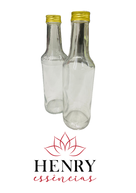 GARRAFA LONG NECK CRISTAL 275ML  COM TAMPA DOURADA
