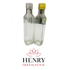 GARRAFA AZEITE QUADRADA 250ML NOVA COM TAMPA PRATEADA